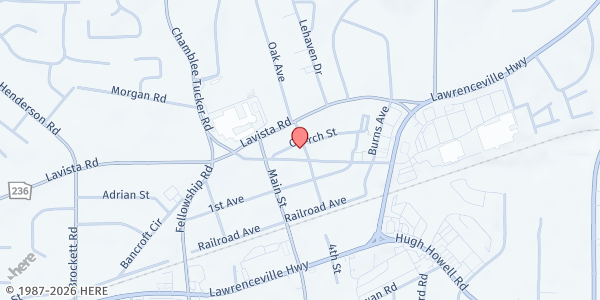 Map showing NETWorks Cooperative Ministry Food Pantry at 4296 Cowan Rd., Tucker, GA