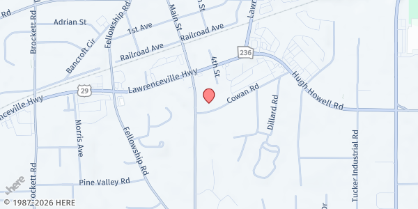 Map showing Networks Cooperative Ministry - Tucker at 4296 Cowan Road, Tucker, GA