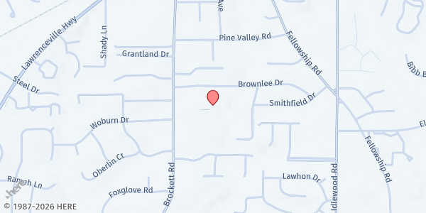 Map showing Potter's House Community Development Center at 1983 Brockett Road, Tucker, GA