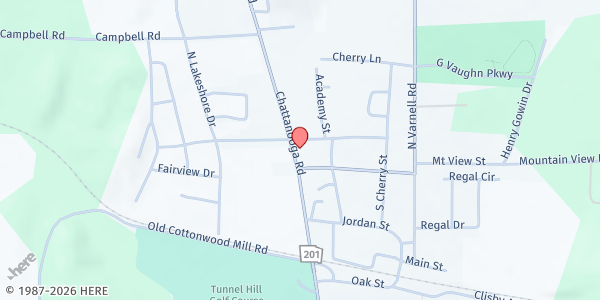 Map showing CC International Ministries at 3602 Chattanooga Rd, Tunnel Hill, GA