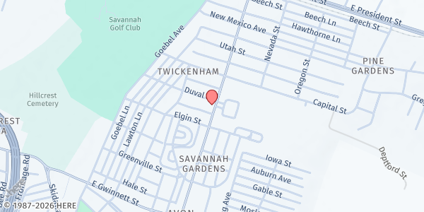 Map showing Victory Praise and Worship Center at 403 Pennsylvania Avenue, Twickenham, GA