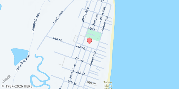 Map showing Rising Tyde Food Pantry at 204 5th St., Tybee Island, GA