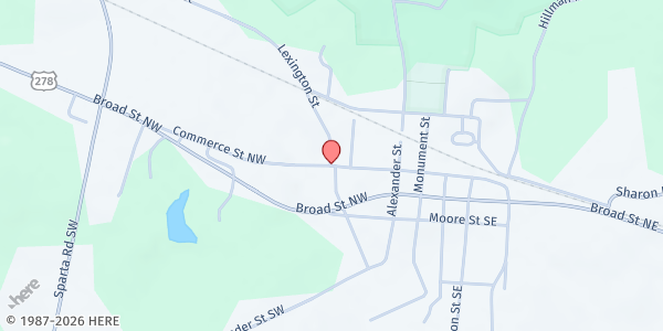 Map showing Springfield Baptist Church at 1320 Springfield Rd., Union Point, GA