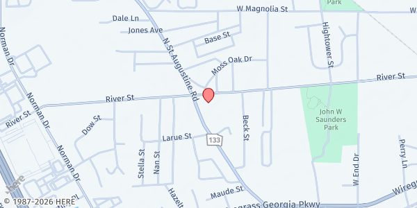 Map showing Azalea City Church of God at 247 St Augustine Rd., Valdosta, GA