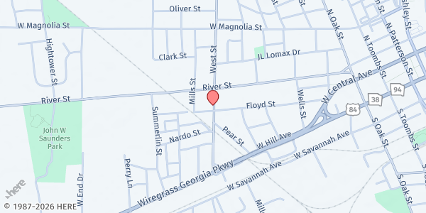 Map showing Friendship Freewill Independent Baptist Church at 110 West Street, Valdosta, GA