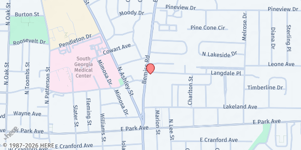 Map showing Iglesia Jesus Rey de Reyes, Inc. at 2145 Bemiss Rd., Valdosta, GA