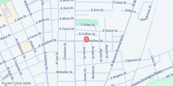 Map showing Ministry of Life Ministries Christian Center International Inc. at 625 E. Gordon St., Valdosta, GA