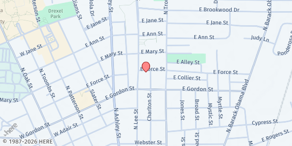 Map showing Mt. Calvary Missionary Baptist Church at 505 East Force Street, Valdosta, GA
