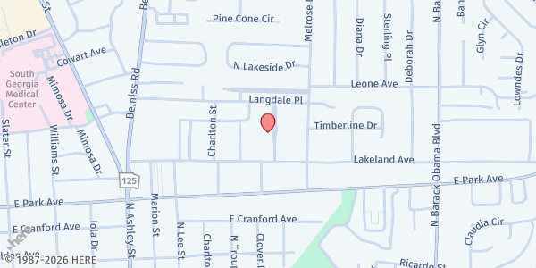 Map showing New Territory Outreach Ministries at 2108 North Troup Street, Valdosta, GA