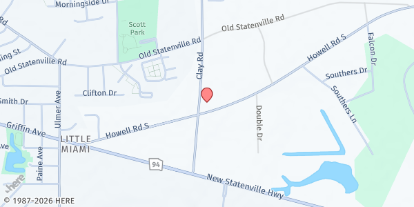 Map showing Outdoor Mini Pantry near Lowndes County bus barn at 2125 Clay Rd., Valdosta, GA