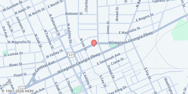 Map showing Pentecostal House of Prayer at 315 East Central Avenue, Valdosta, GA