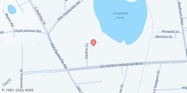 Map showing Second Harvest of South Georgia Food Bank - Main Office at 1411 Harbin Circle, Valdosta, GA