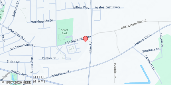 Map showing Southside Church of Christ at 1198 Old Statenville Road, Valdosta, GA