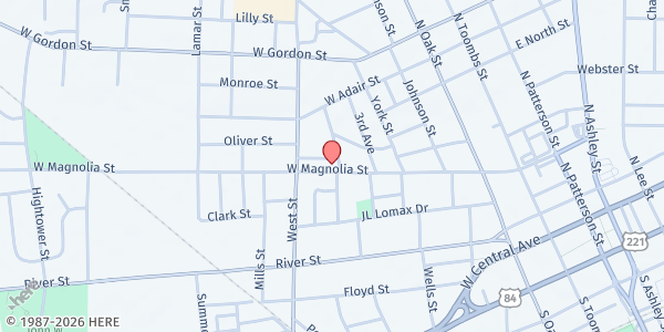 Map showing St. John AME Church at 800 West Magnolia Street, Valdosta, GA
