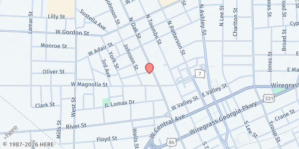 Map showing St. Peter Church of God by Faith at 504 North Oak Street, Valdosta, GA