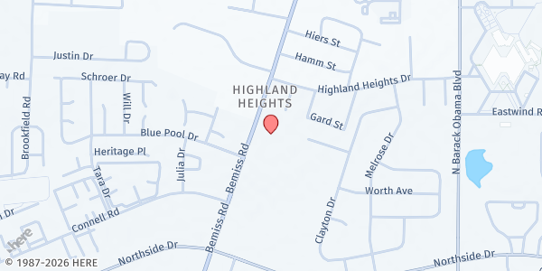 Map showing The Vision Church at 2711 Bemiss Road, Valdosta, GA