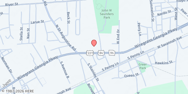 Map showing West Hill Church of Christ at 1416 W. Hill Ave., Valdosta, GA