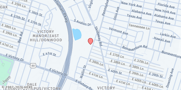 Map showing Iglesia Pentecostal at 3700 Wallin Street, Victory Manor/East Hill/Donwood, GA
