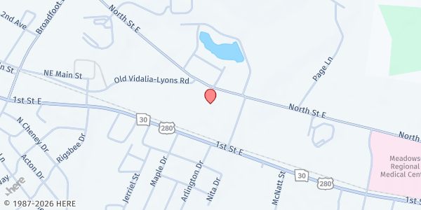 Map showing Bread of Heaven Outreach at 2201 McIntosh St, Vidalia, GA