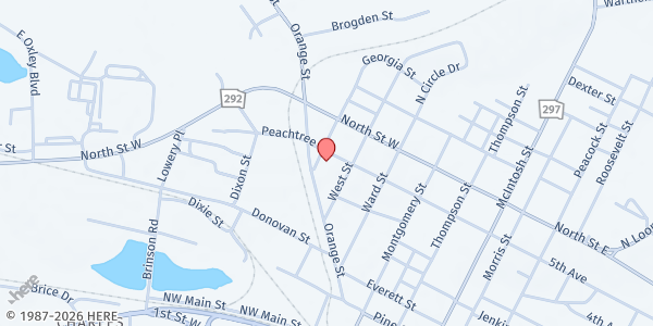 Map showing Evergreen Truevine Holiness at 506 Peachtree Street, Vidalia, GA