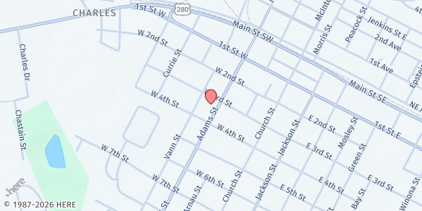 Map showing Vidalia Church of God at 401 Adams Street, Vidalia, GA