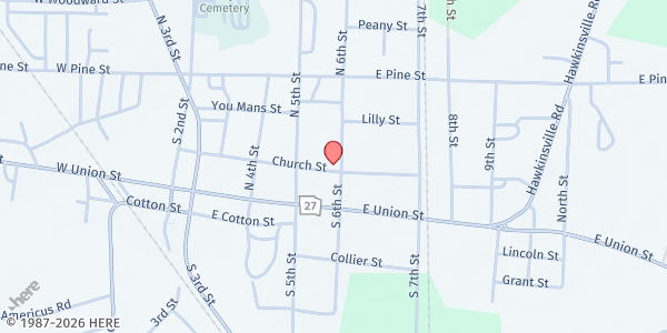 Map showing Vienna United Methodist Church at 205 6th St., Vienna, GA