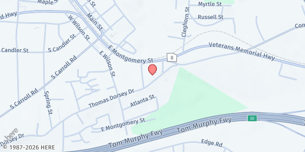 Map showing Mt. Prospect Baptist Church at 133 Thomas Dorsey Drive, Villa Rica, GA