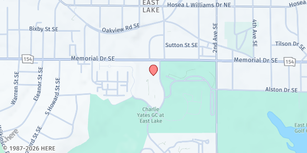 Map showing East Lake YMCA at 275 Eva Davis Way Southeast, Villages of East Lake, GA