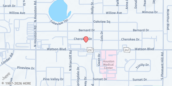 Map showing All Saints Episcopal Church at 1708 Watson Blvd., Warner Robins, GA