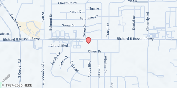 Map showing Educare Center, Inc. at 1109 Russell Pkwy. b2, Warner Robins, GA