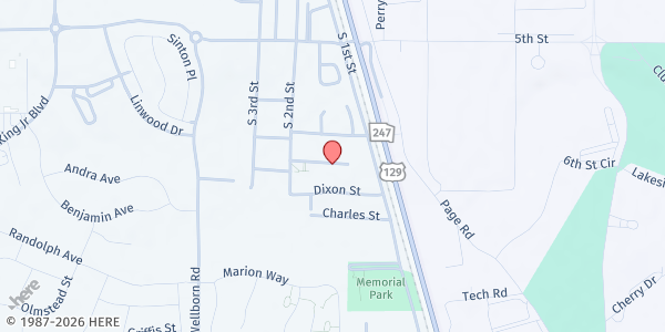 Map showing First Baptist Church of Garmon Street at 210 Garmon St., Warner Robins, GA