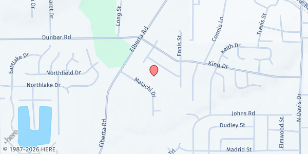 Map showing Greater Springfield Baptist Church at 1195 Heflund Ave., Warner Robins, GA