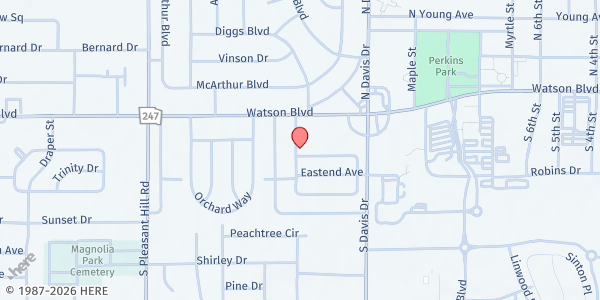 Map showing Sacred Heart Christian Service Center at 136 Northview Ave., Warner Robins, GA
