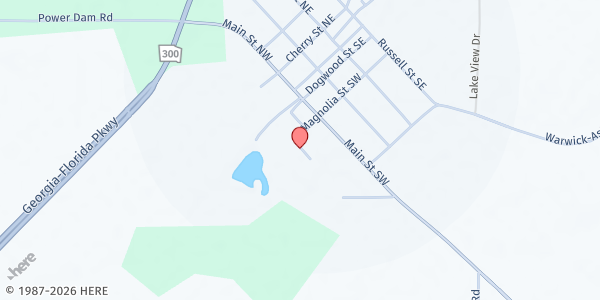 Map showing Warwick UMC at 199 Magnolia St. SE, Warwick, GA