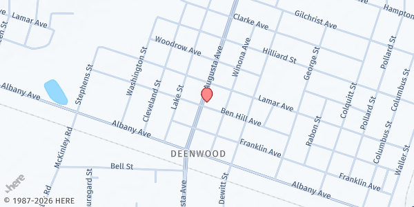 Map showing Winona Park UMC at 900 N. Augusta Ave., Waycross, GA