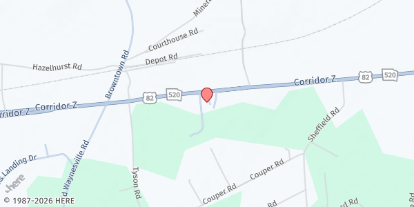 Map showing Waynesville Missionary Baptist Church at 25486 U.S. 82, Waynesville, GA