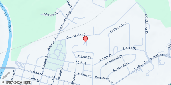 Map showing West Point Active Life Center at 1114 O G Skinner Dr., West Point, GA