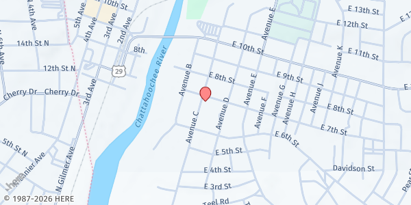 Map showing West Point First UMC at 306 E. 7th St., West Point, GA