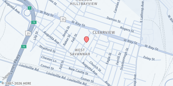 Map showing Newborn Church of Faith at 120 McIntyre Street, West Savannah, GA