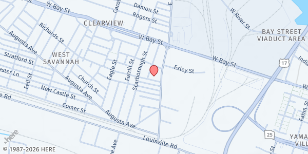 Map showing The Dwelling Church at 115 East Lathrop Avenue, West Savannah, GA