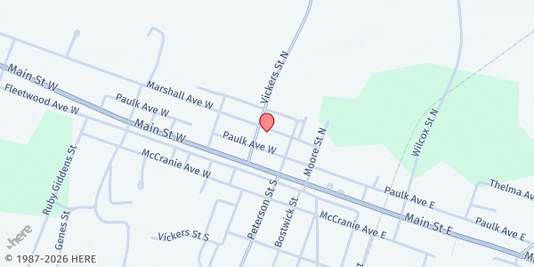 Map showing Willacoochee Holiness Baptist Church at 116 West Marshall Avenue, Willacoochee, GA