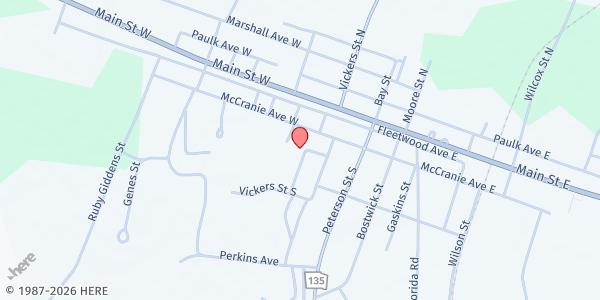 Map showing Willacoochee Senior Center at 68 Boone St., Willacoochee, GA