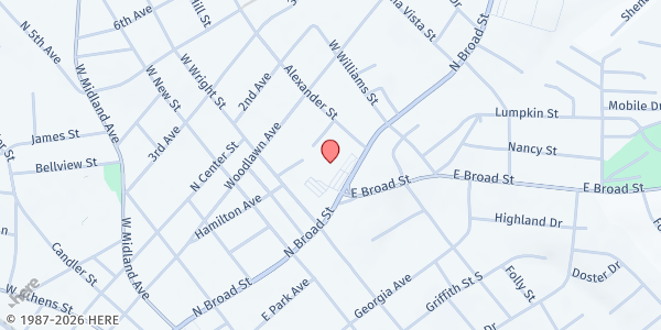 Map showing Christ the King Ghana Methodist Church at 208 N. Broad St., Winder, GA