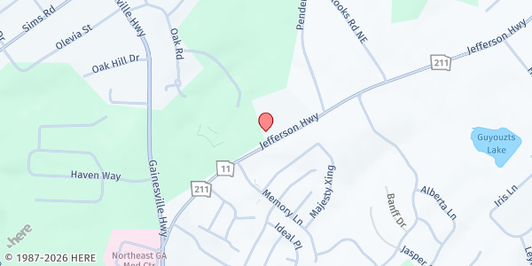 Map showing FreeLife Church at 476 Jefferson Hwy., Winder, GA