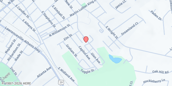 Map showing Spirit of Sharing, Inc. at 199 James Albert Johnson Ave., Winder, GA