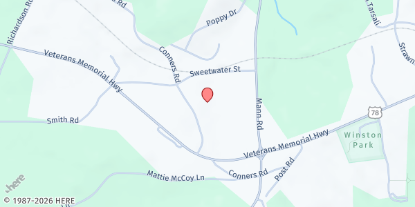 Map showing West Georgia Missions Inc - New Mountain Top Baptist Church at 7822 Conners Road, Winston, GA