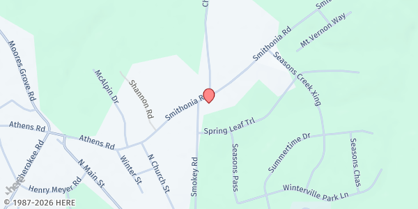 Map showing Deliverance Temple Ministries at 220 Smithonia Rd., Winterville, GA