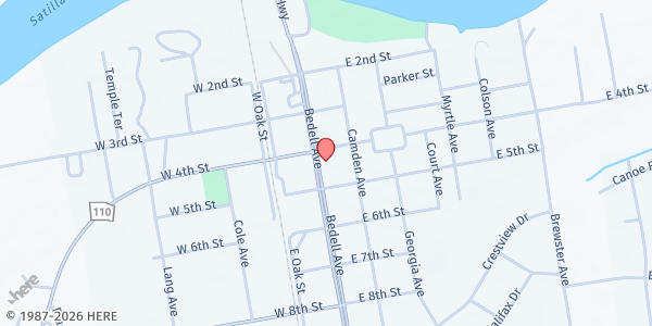 Map showing Woodbine UMC at 405 Bedell Ave., Woodbine, GA
