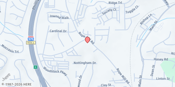 Map showing COMFORT ARMS at 237 Rope Mill Road, Woodstock, GA