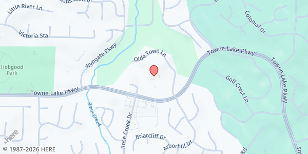 Map showing Forever Fed, Inc. at 4474 Towne Lake Pkwy, Woodstock, GA